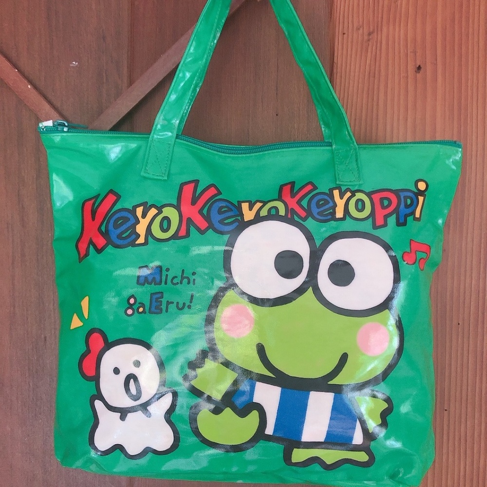 1993 vintage Sanrio Kero Kero Keroppi vinyl tote bag